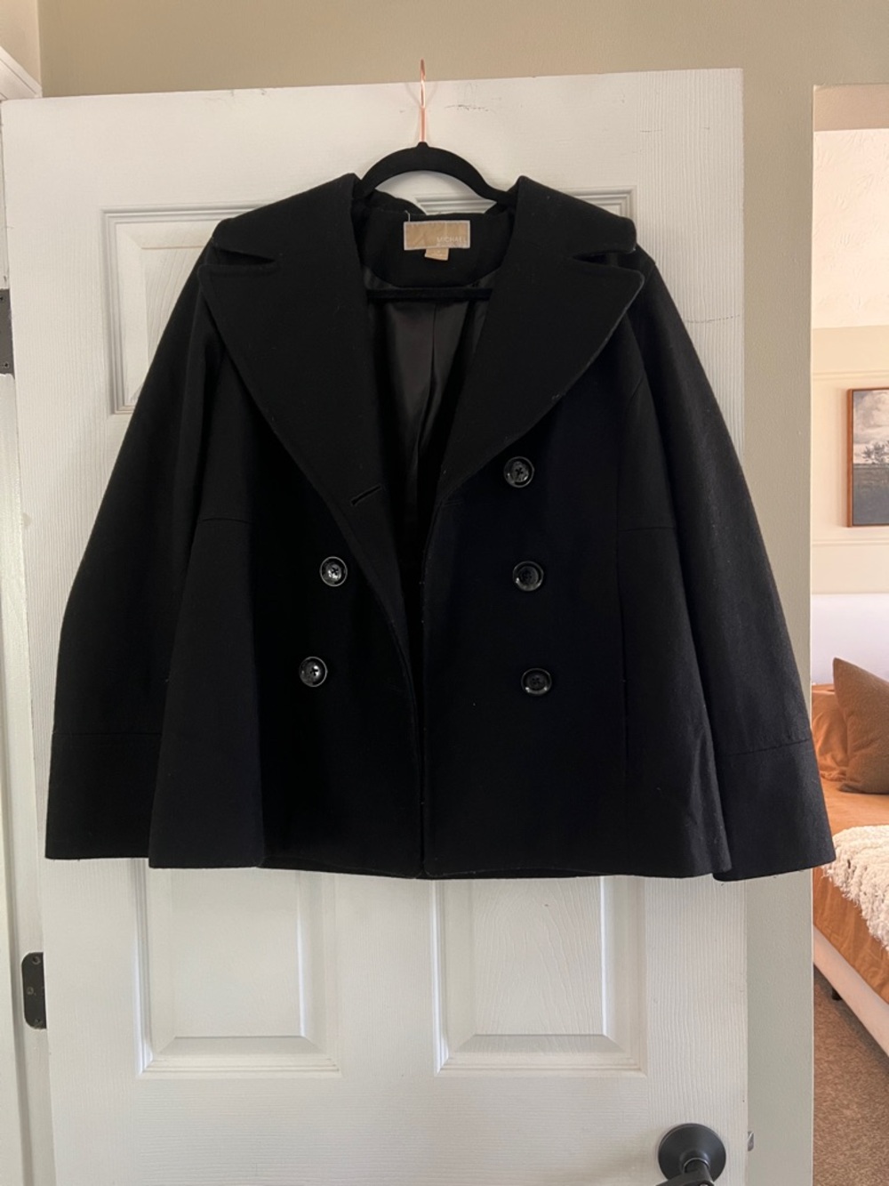 Michael Kors Black Double-Breasted Pea Coat